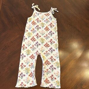 Kate Quinn Floral Tie Strap Jumpsuit with Lettuce Hem 18-24 months
